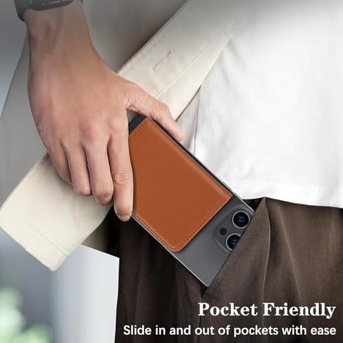 Lipvina For iPhone MagSafe Wallet with Kickstand - Magnetic Card Holder RFID Blocking Compatible with iPhone 17/16/15/14/13/12 Series Pro/Max/Plus (Brown) - color: Brown