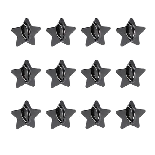 Crapyt 12 Pcs Metal Phone Hook, Adhesive Metal Phone Finger Grip Loop Stand Star Shape Grip Cellphone Ring Holder Accessories for DIY Hanging Supplies (Black) - color: Black