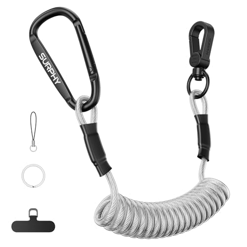 SURPHY Anti Theft Phone Strap, Phone Lanyard, Sturdy Steel Wire Keychain - color: Clear