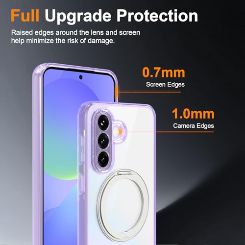 Case for Samsung Galaxy A37 5G Phone 2026 | Rotating Stand | Non-Yellowing Transparent Clear | Wireless Charging | Shockproof Protection (Purple) - color: Purple, size: A37