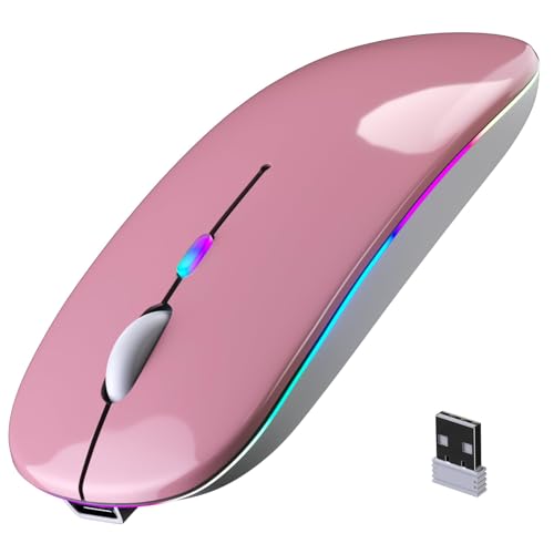 Afaartcci Rechargeable Wireless Mouse, Silent Bluetooth Mouse (Rose Gold) - color: Rose gold