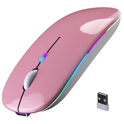 Afaartcci Rechargeable Wireless Mouse, Silent Bluetooth Mouse (Rose Gold) - color: Rose gold