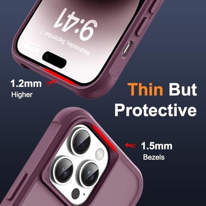 SKYLMW Compatible with iPhone 14 Pro Max Case with Stand,Wine Red - color: Wine Red, size: iPhone 14 Pro Max