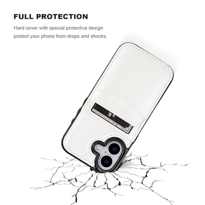 KIHUWEY for iPhone 17 Wallet Case Card Holder Kickstand, White | Credit Card Slots, PU Leather, Magnetic Clasp, Flip Heavy Duty Protection Cover for Men and Women - color: White
