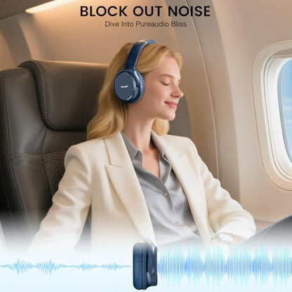 USB C Wired Over-Ear Headphones with Microphone - color: Blue