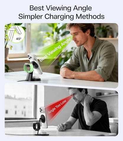 3 in 1 Magnetic Charging Station for iPhone 17-12 Series, iWatch &AirPods - size: 15W Max for Phone