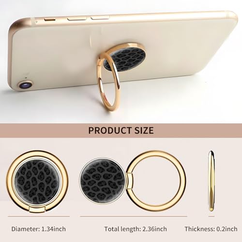 Cell Phone Ring Holder, Cute Metal Phone Grip Stand Finger Ring Kickstand, Flexible 360°Rotation Phone Tablet Case Accessories Compatible with Most Phones Grey Black Leopard - color: Grey Black Leopard