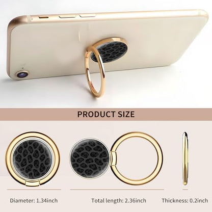 Cell Phone Ring Holder, Cute Metal Phone Grip Stand Finger Ring Kickstand, Flexible 360°Rotation Phone Tablet Case Accessories Compatible with Most Phones Grey Black Leopard - color: Grey Black Leopard