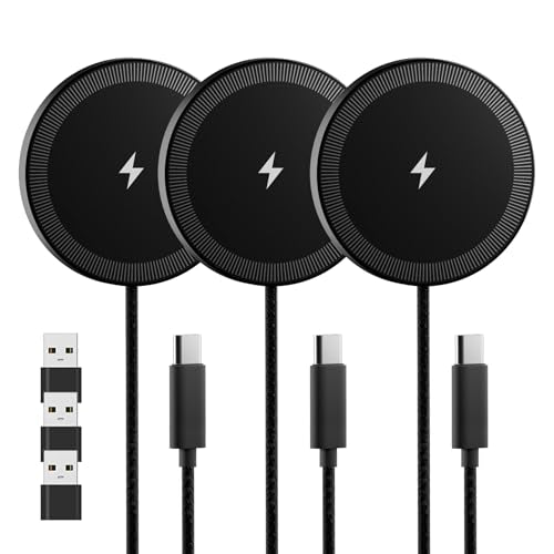 3 Pack Magnetic Wireless Charging Pad Fast Wireless Charger for Apple - color: Black*3