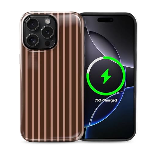 Magnetic for iPhone 14 Pro Case,[Compatible with Magsafe] Dual Layer Protective Heavy Duty Shockproof Rugged Drop Protection Bumper Hybrid Case- Aesthetic Striped Brown - color: Aesthetic Striped Brown, size: iPhone 14 Pro