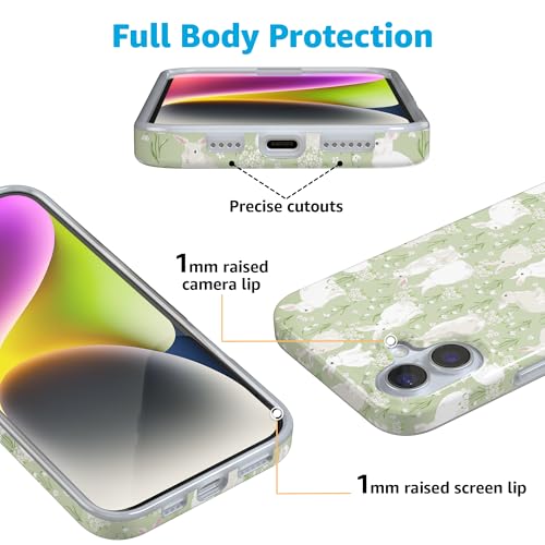 Casely iPhone 16 Case | Hop to it | Green Bunny | Compatible with MagSafe | Classic Ultra Thin Design - color: Hop to it | Green Bunny, size: Iphone 16
