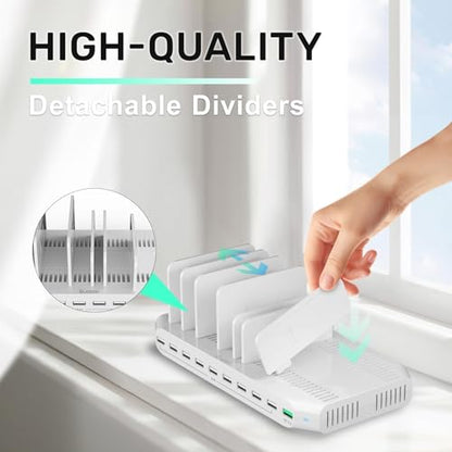 SUIDEK 10 Ports Multiple Device USB Fast Charging Station with QC 3.0 Port