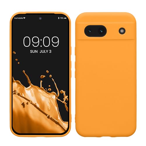 kwmobile Case Compatible with Google Pixel 8a Case - Protective Slim TPU Phone Cover - Soft Matte Finish - Fruity Orange - color: Fruity Orange