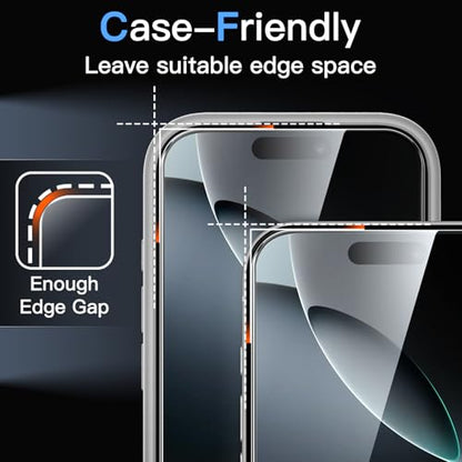 JETech Screen Protector for iPhone 16 Pro, 3-Pack | 9H Tempered Glass, HD Clear, Anti-Scratch Protection, Easy Installation Tool - size: iPhone 16 Pro