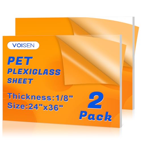 VOISEN 2 Pack Plexiglass Sheets 1/8 Inch Thick, 24"X36" Plexi Glass Panel - size: 24"x36", 1/8" Thick
