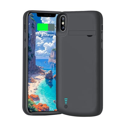 [New Battery Case for iPhone Xs Max, 5000mAh Rechargeable Extended Battery Charging Charger Case (6.5 Inches) Black