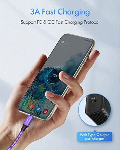 etguuds USB C to USB C Cable 3ft, 2-Pack 60W C to C Cable Fast Charging - color: Purple, size: 3ft