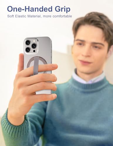 AirLoop Ultra Thin Phone Grip with Soft Elastic Finger Strap, Strong Adhesive with Back-Side Magnetic Ring Holder Loop, Ultra Light Accessories for Phone-Rosegold - color: Rosegold