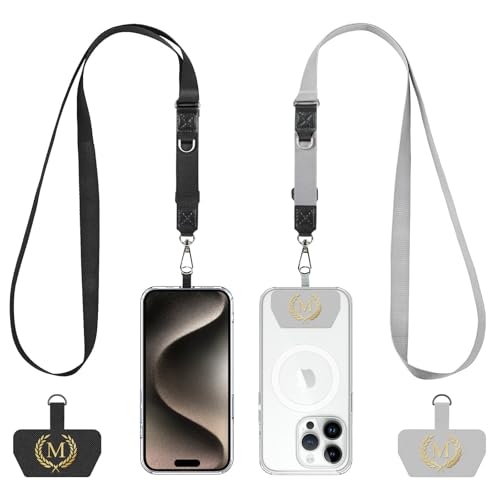 2 Pack Phone Lanyard Adjustable Crossbody Strap Initial M Patch - style: Lanyard letter sign M