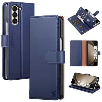 Shieldtop Compatible with Samsung Galaxy Z Fold 5 Wallet Case with Card Holder,Women Man RFID Blocking PU Leather Flip Shockproof Protective Cover Credit Card Holder Slots Kickstand,Dark Blue - color: Dark Blue, size: Samsung Galaxy Z Fold 5
