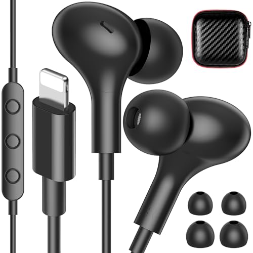 iMangoo for Apple MFi-Certified Soft Headphones for Lightning Wired Earbuds - color: Black