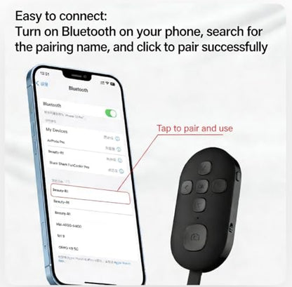 Phone Holder for Bed Laying Down with Remote Page Turner, Bedside Gooseneck Phone Stand with Clicker for Reading, Flexible Mount with Wireless Scrolling Ring for iPhone/Tiktok/Short Video
