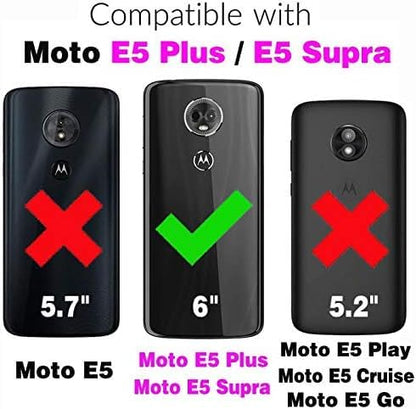 NEM Case Compatible with Moto G7 Power/Motorola G7 Supra/XT1955/Moto E5 Plus/XT1922/E5 Supra - Shockproof Brushed Case (Black) - color: Black