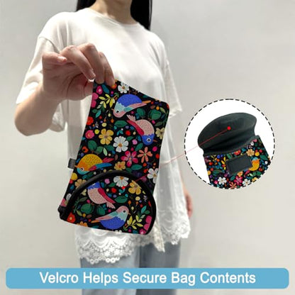 Neoprene Cell Phone Sleeve Pouch Case Bag with Crossbody Strap Neck Lanyard for Women 7.5 X 4.3 in Flower Bird - color: Flower Bird 1