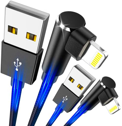 SHUSEL iPhone Charger Cord 6ft - Braided USB to Lightning Cable 90 Degree