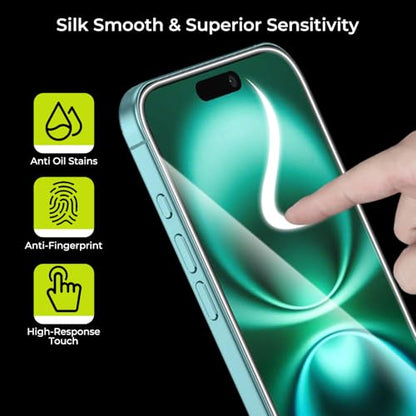 3-Pack Screen Protector for iPhone 16 Plus with [Easy Pull] Installation Frame,9H Hardness Tempered Glass,Ultra Resistant, HD Clear, Bubble-Free, Case Friendly[Not for Pro/Pro Max Models] - size: iPhone 16 Plus - 3 Pack