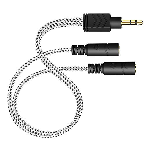 Headphone Stereo Splitter Cable, 3.5mm Dual Y Cable - 50CM / Zebra White - color: Zebra White, size: 19.6inch/50cm