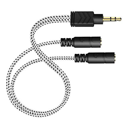 Headphone Stereo Splitter Cable, 3.5mm Dual Y Cable - 50CM / Zebra White - color: Zebra White, size: 19.6inch/50cm