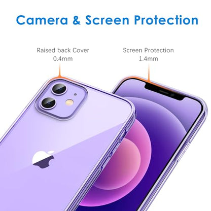 JETech Case for iPhone 12/12 Pro 6.1-Inch, Non-Yellowing Shockproof Phone Bumper Cover, Anti-Scratch Clear Back (Deep Purple) - color: Deep Purple