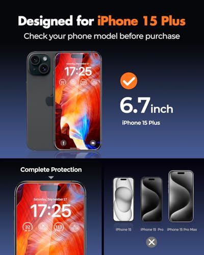 UNBREAKcable 2-Pack Screen Protector for iPhone 15 Plus Tempered Glass - size: iPhone 15 Plus