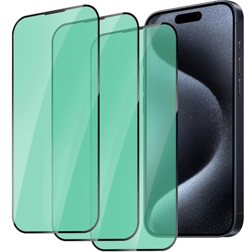 3 Pack Anti-Blue Light Screen Protector for iPhone 15 - size: iPhone 15