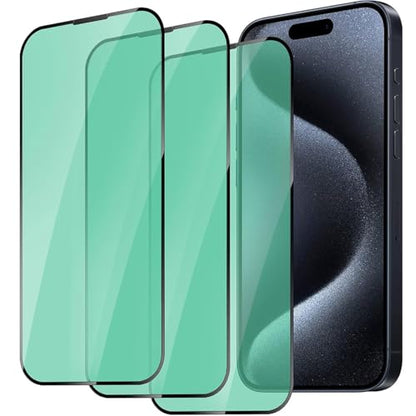 3 Pack Anti-Blue Light Screen Protector for iPhone 15 - size: iPhone 15
