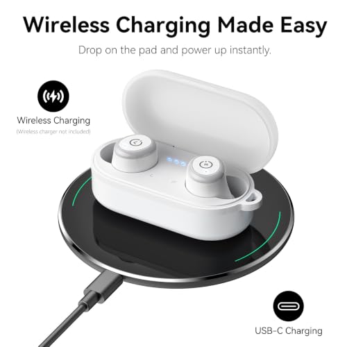 TOZO T10 Wireless Earbuds Powerful Bass Stereo Wireless Charging, APP, IPX8 - color: Matte White