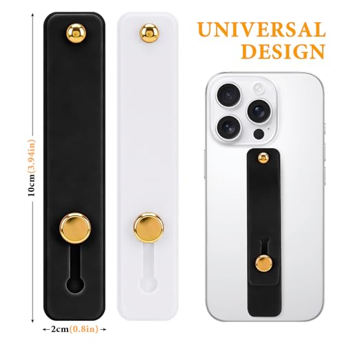 2-Pack White Silicone Phone Strap with Kickstand - Versatile Grip & Holder for Most Phones and Cases (Black *1 + White * 1) - color: Black *1 + White * 1