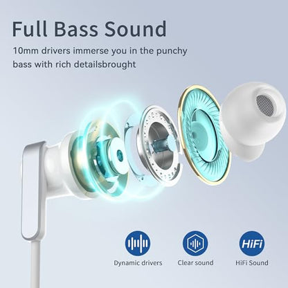USB C Headphones for iPhone 17 16 Pro Max Samsung Galaxy S26 S25 S24 Ultra - color: White