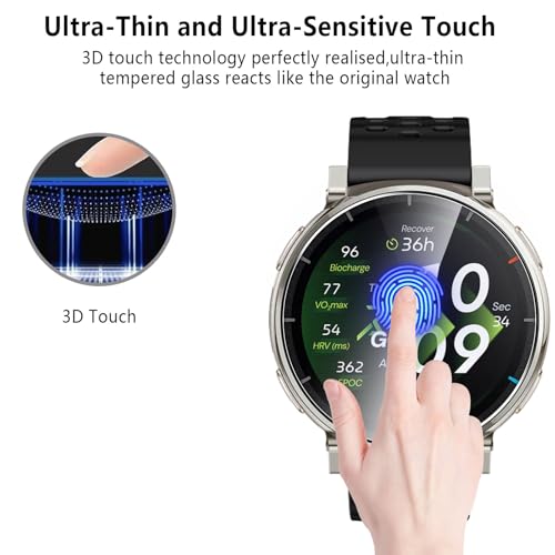 6-Pack Tempered Glass for Amazfit Active 3 Premium Watch Screen Protector, 9H HD Clear Anti-Scratch Tempered Glass Protection Film for Amazfit Active 3 Premium, Bubble Free Anti Scratch - size: Amazfit Active 3 Premium
