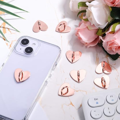 8pcs Heart Phone Charm Holder, 1inch Cell Phone Charm Hook - color: rose gold, size: 2.5cm