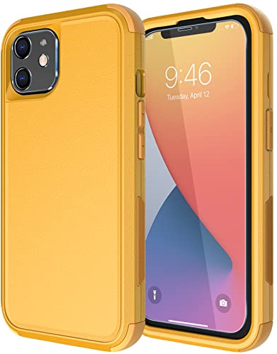 Diverbox for iPhone 11 Case [Shockproof] [Dropproof] [Tempered Glass Screen Protector],Heavy Duty Protection Phone Case Cover for Apple iPhone 11 (Yellow-3in1) - color: Yellow-3in1