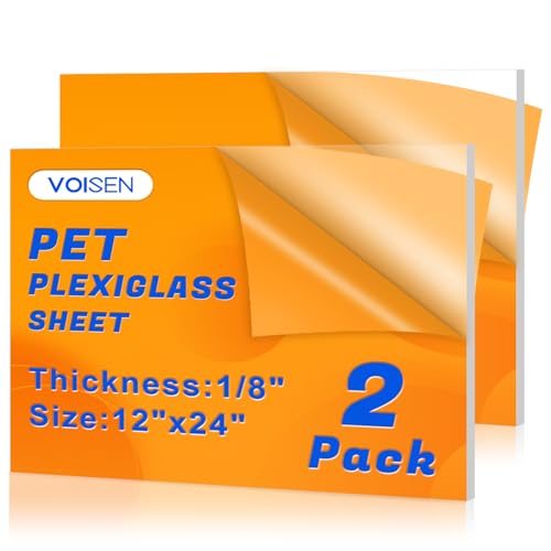 VOISEN 2 Pack Plexiglass Sheets 1/8 Inch Thick, 12"X24" Plexi Glass Panel - size: 12"x24", 1/8" Thick