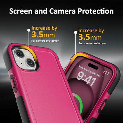Follaroma Magnetic for iPhone 15 Case, Heavy Duty Phone Cases,Hot Pink,6.1" | Compatible with MagSafe, Heavy Duty Shockproof,Military-Grade Anti-Drop Protective,Dual Layer Magnetic Protection Phone Cover - color: Hot Pink, size: iPhone 15 6.1''