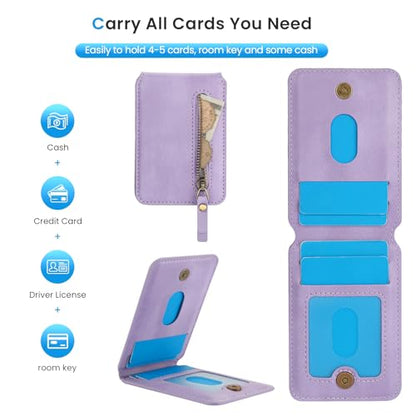 HAII for MagSafe Card Wallet Bag compatible with MagSafe Invisible Ultra-Thin Lightweight Kickstand Magnetic Mobile Wallet Man Woman, 4 Card Slots + 1 Zipper Cash Bag. (Purple, Zipper) - color: Purple, size: 4 Card Slots + 1 Zipper Cash Bag - Zipper