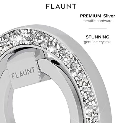 Flaunt MagSafe Phone Ring Holder and Stand - Silver Crystal Elegance - color: Silver Crystal Elegance