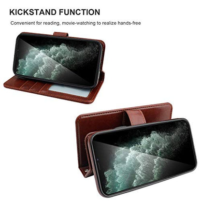 Bocasal Detachable Wallet Case Card Holder for iPhone 11, Brown | Kickstand Card Slots Holder PU Leather Magnetic Shockproof Wrist Strap Removable Flip Protective Cover 6.1 inch - color: Brown