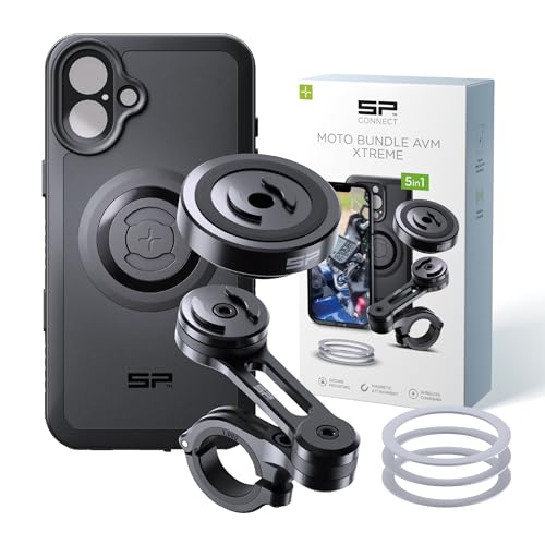 SP CONNECT Moto Bundle II AVM Xtreme | SPC+ |Compatible with iPhone 16 Plus | Phone Mount for Motorcycle | Motorcycle Phone Holder | Handlebars - style: for iPhone 16 Plus