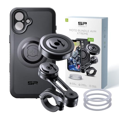 SP CONNECT Moto Bundle II AVM Xtreme | SPC+ |Compatible with iPhone 16 Plus | Phone Mount for Motorcycle | Motorcycle Phone Holder | Handlebars - style: for iPhone 16 Plus