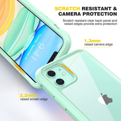 Diaclara Compatible with iPhone 11 Case, Full Body Rugged with Built-in Touch Sensitive Anti-Scratch Screen Protector, Soft TPU Bumper Case Clear Compatible with iPhone 11 6.1" (Pistachio Green) - color: Pistachio Green, size: iPhone 11